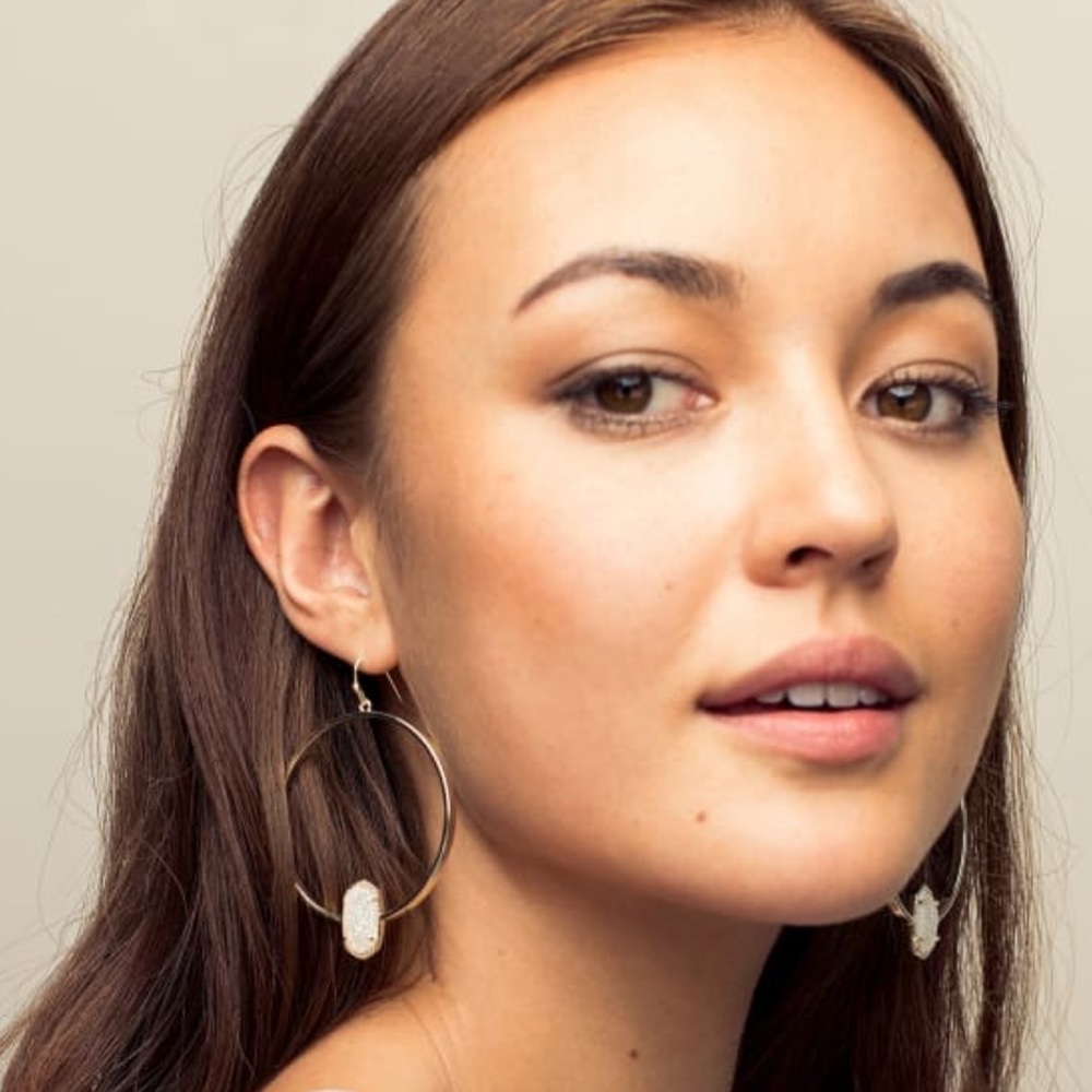 Kendra Scott Elora Drusy Hoop Earrings- Rose gold and blush pink